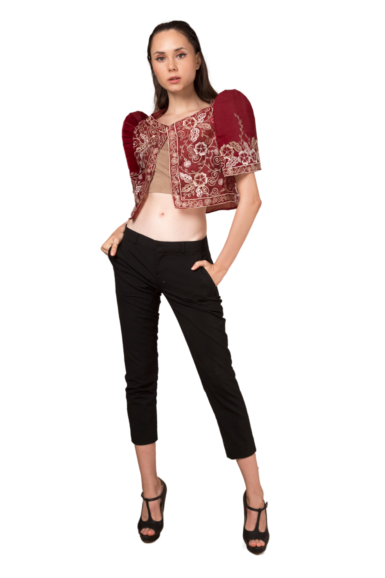 Maroon filipiniana hot sale